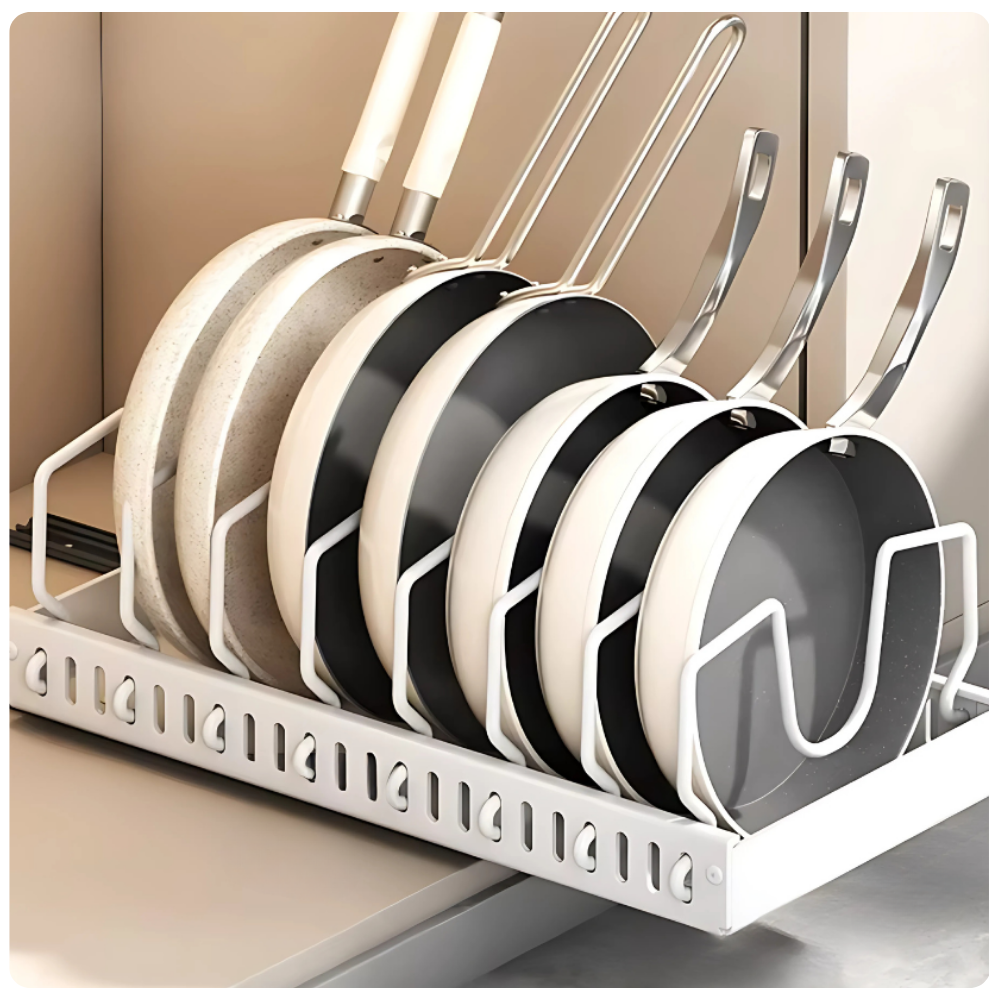 Ausziehbarer Pfannen- & Topfdeckel-Organizer – Für mehr Platz & Ordnung in deiner Küche