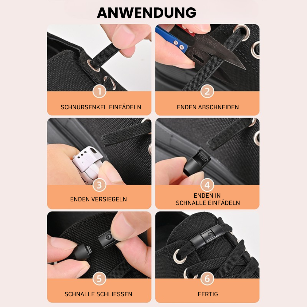 Elastische No-Tie-Schnürsenkel – Einfach reinschlüpfen & losgehen