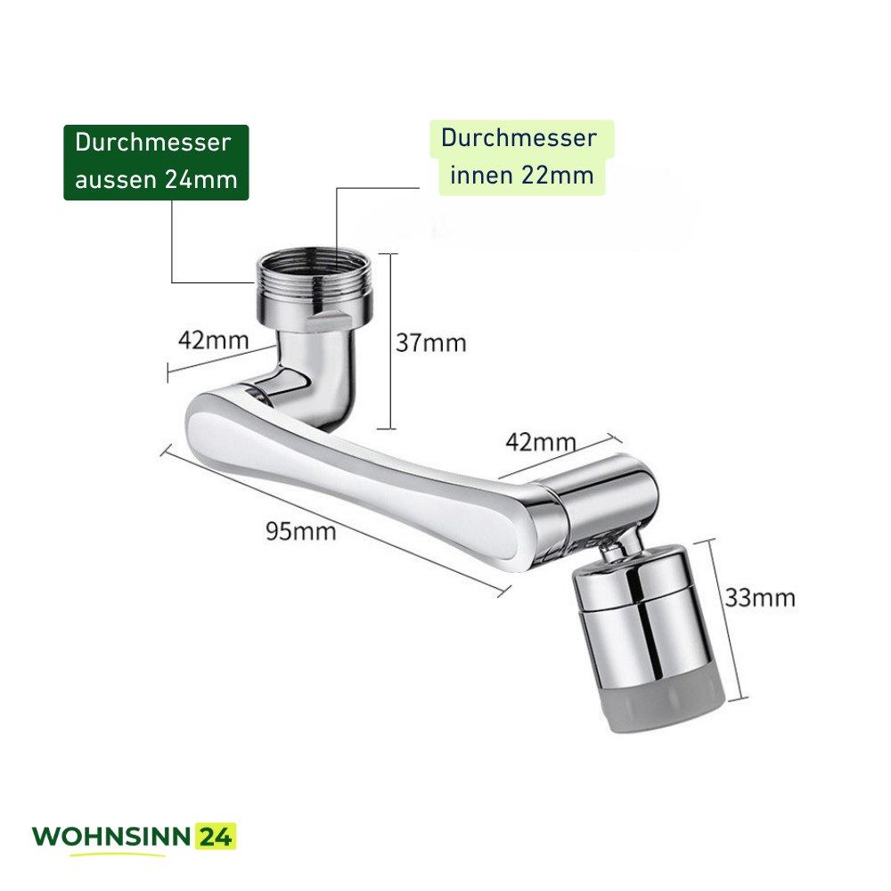 Wasserhahnverlängerung 1080° drehbar – Flexibel, sauber, einfach clever