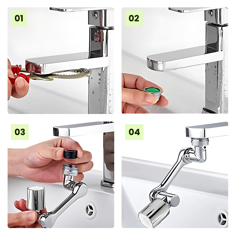Wasserhahnverlängerung 1080° drehbar – Flexibel, sauber, einfach clever
