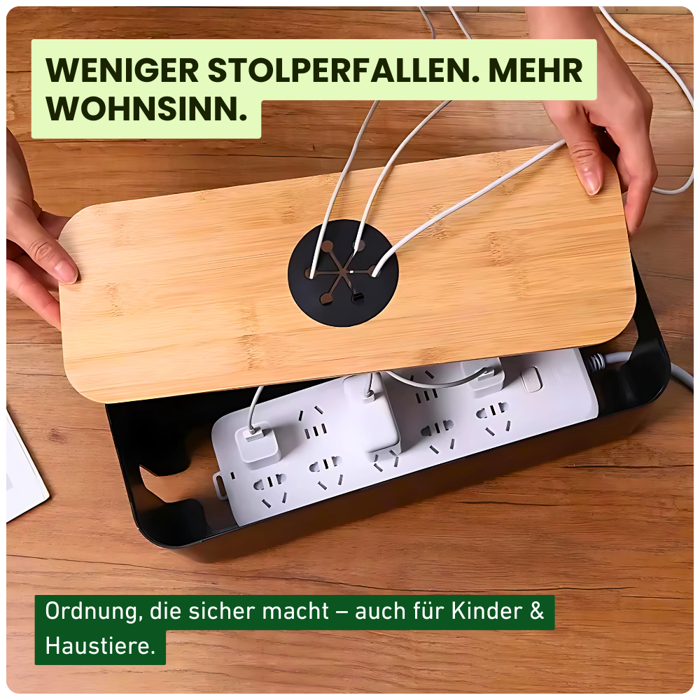 Schicke Kabelbox aus Holz – Schluss mit dem Kabelsalat daheim