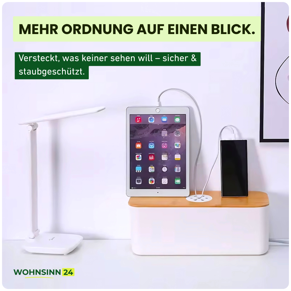 Schicke Kabelbox aus Holz – Schluss mit dem Kabelsalat daheim