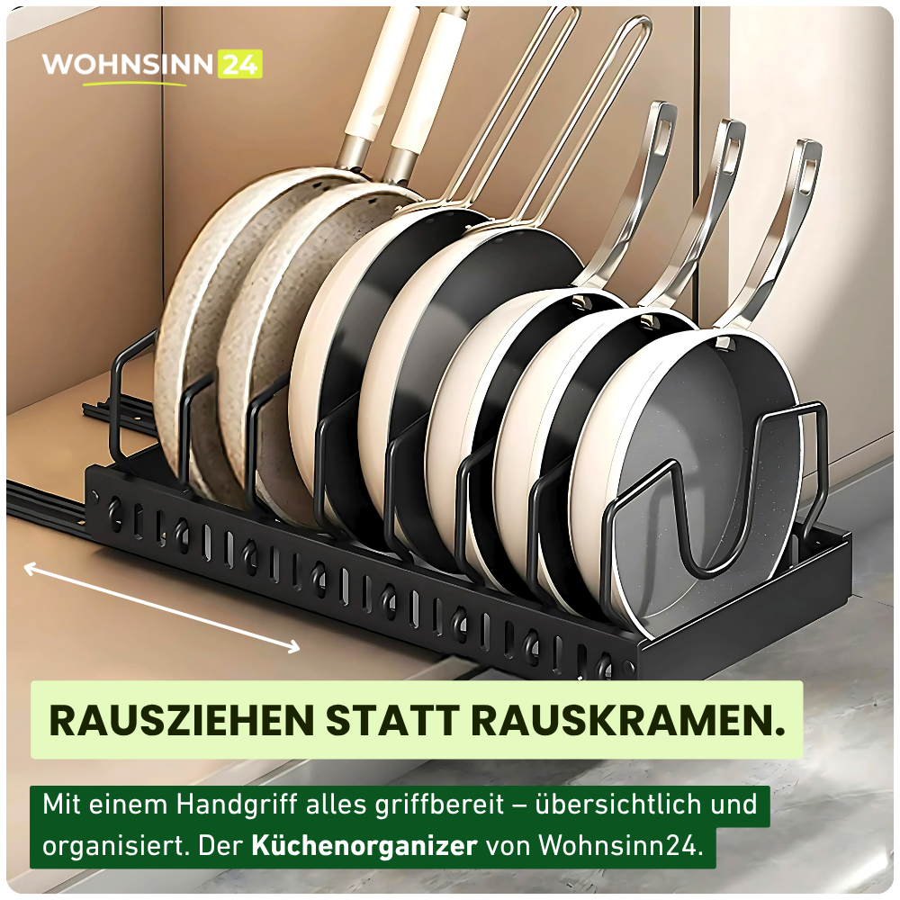 Ausziehbarer Pfannen- & Topfdeckel-Organizer – Für mehr Platz & Ordnung in deiner Küche