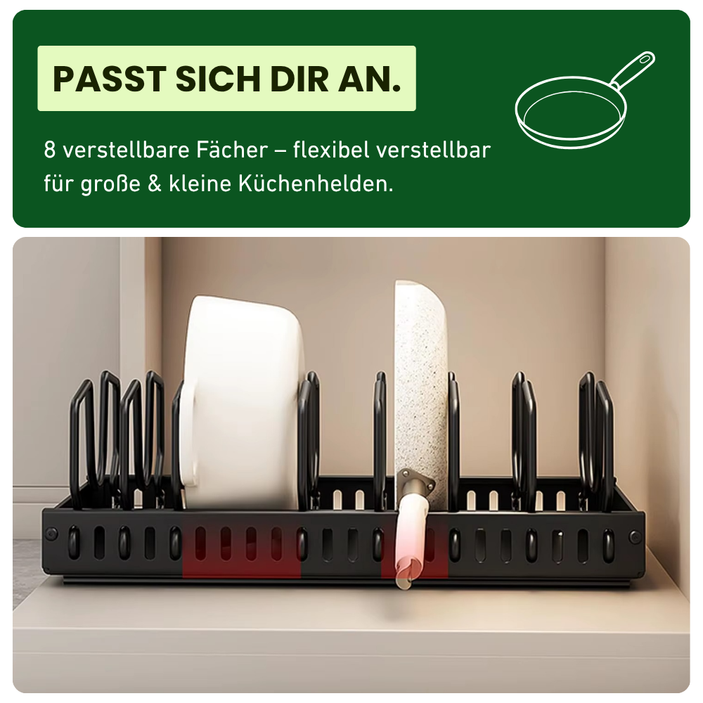 Ausziehbarer Pfannen- & Topfdeckel-Organizer – Für mehr Platz & Ordnung in deiner Küche