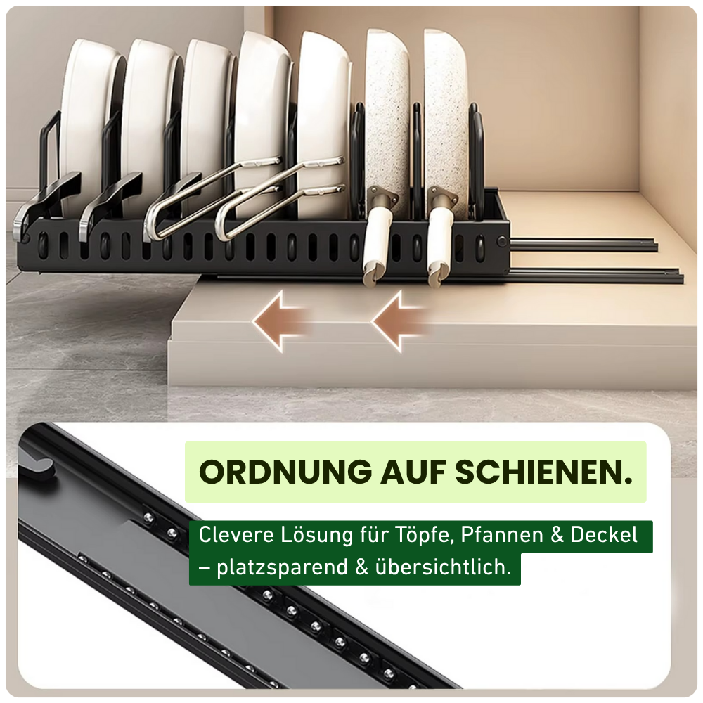 Ausziehbarer Pfannen- & Topfdeckel-Organizer – Für mehr Platz & Ordnung in deiner Küche