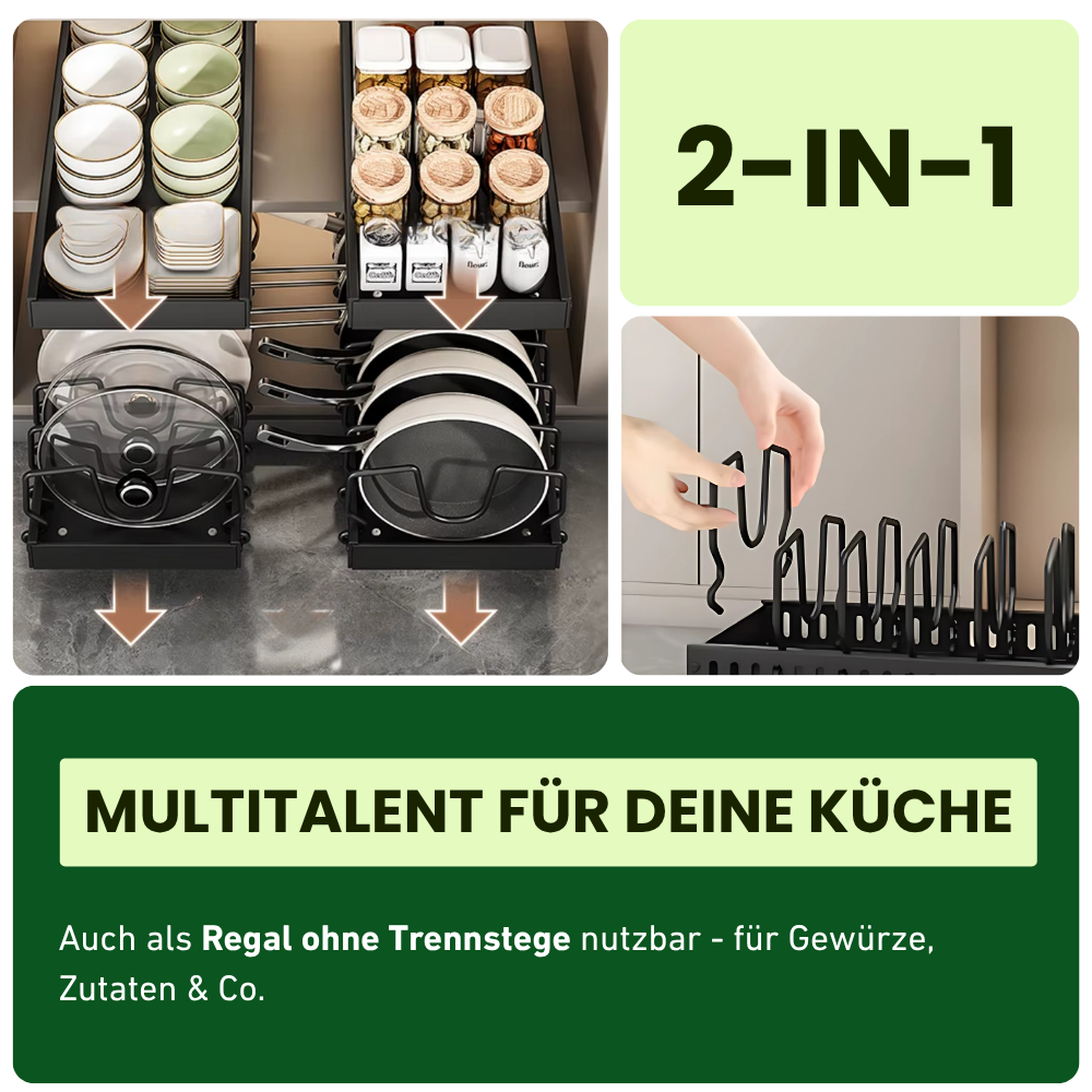 Ausziehbarer Pfannen- & Topfdeckel-Organizer – Für mehr Platz & Ordnung in deiner Küche