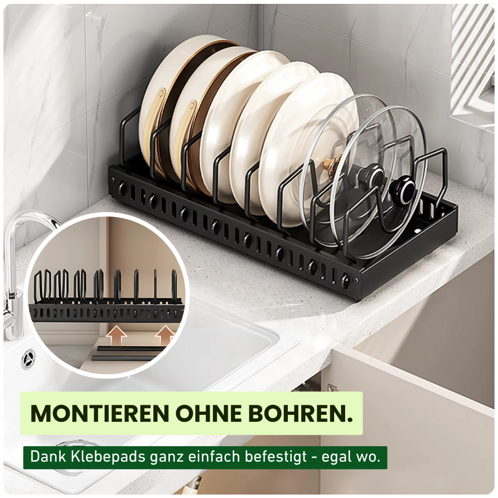 Ausziehbarer Pfannen- & Topfdeckel-Organizer – Für mehr Platz & Ordnung in deiner Küche
